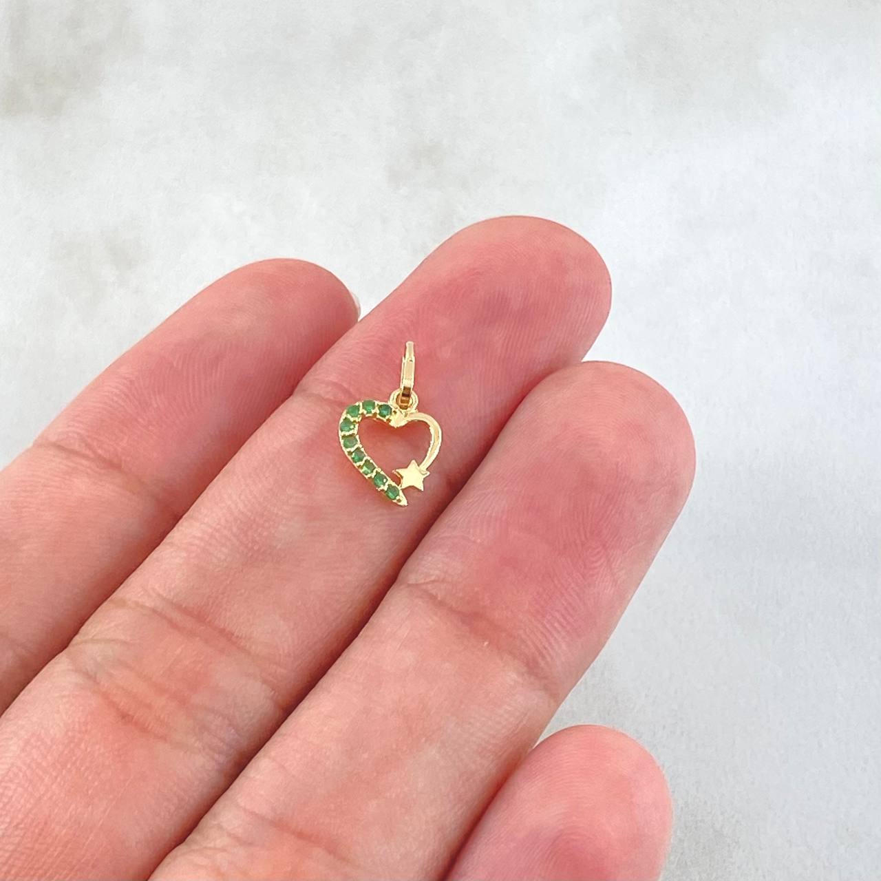 Dije Corazón Estrella 0.3gr / 1/2 in / Oro Amarillo 18K