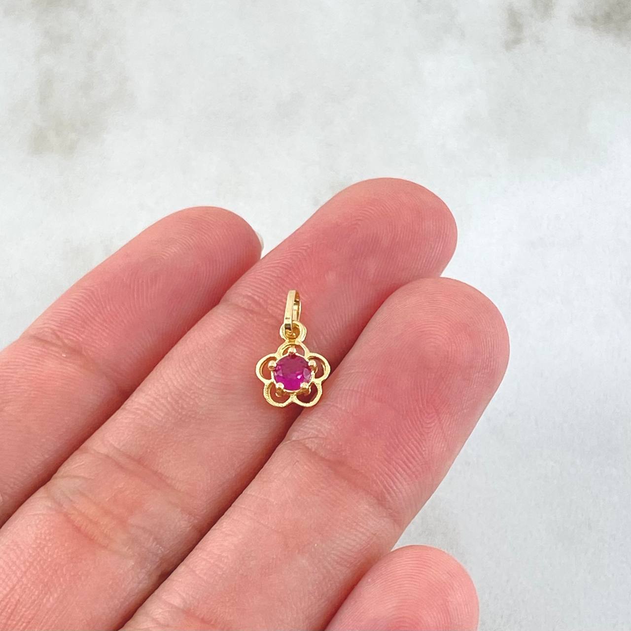 Dije Flor  0.4gr / 1/2 in / Oro Amarillo 18K