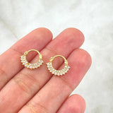 Hoop Earrings Thick 1.95gr / White Zircons 18K Yellow Gold *