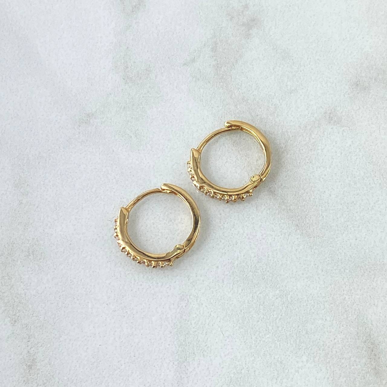 Hoop Earrings Track 1.5gr / White Zircons 18K Yellow Gold *