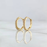 Hoop Earrings Track 1.5gr / White Zircons 18K Yellow Gold *