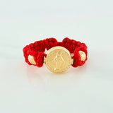 Red Woven Ring Charm Miraculous Virgin 0.6 g / T4 Yellow Gold 18K
