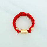Red Woven Ring Charm Miraculous Virgin 0.6 g / T4 Yellow Gold 18K
