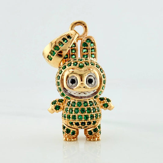 Dije Conejo Sonriente 6 g / 1 1/2 in Dos Oros Amarillo Blanco 18K