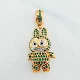 Pendant Smiling Rabbit 6 g / 1 1/2 in Two Golds Yellow White 18K