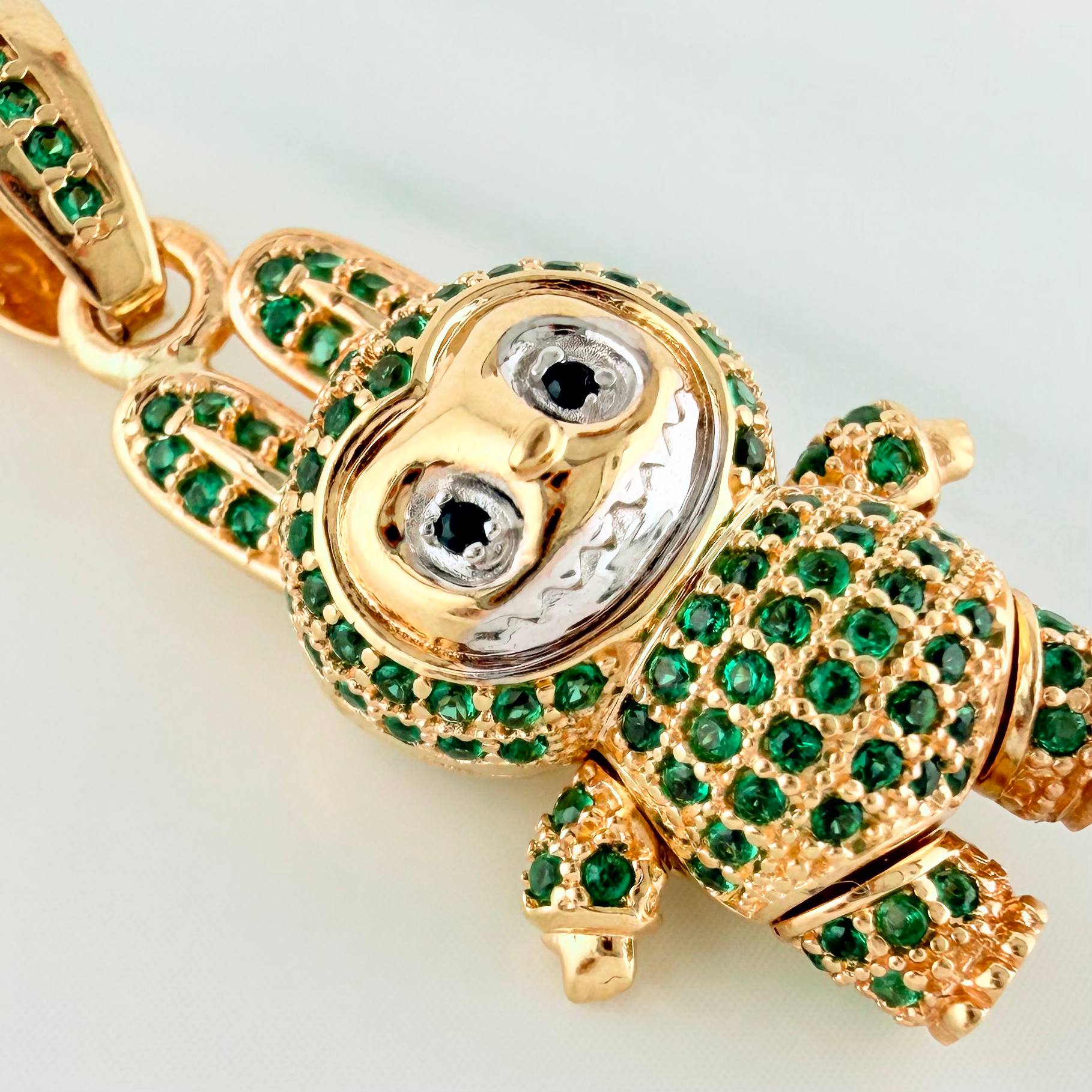 Pendant Smiling Rabbit 6 g / 1 1/2 in Two Golds Yellow White 18K