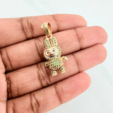Pendant Smiling Rabbit 6 g / 1 1/2 in Two Golds Yellow White 18K