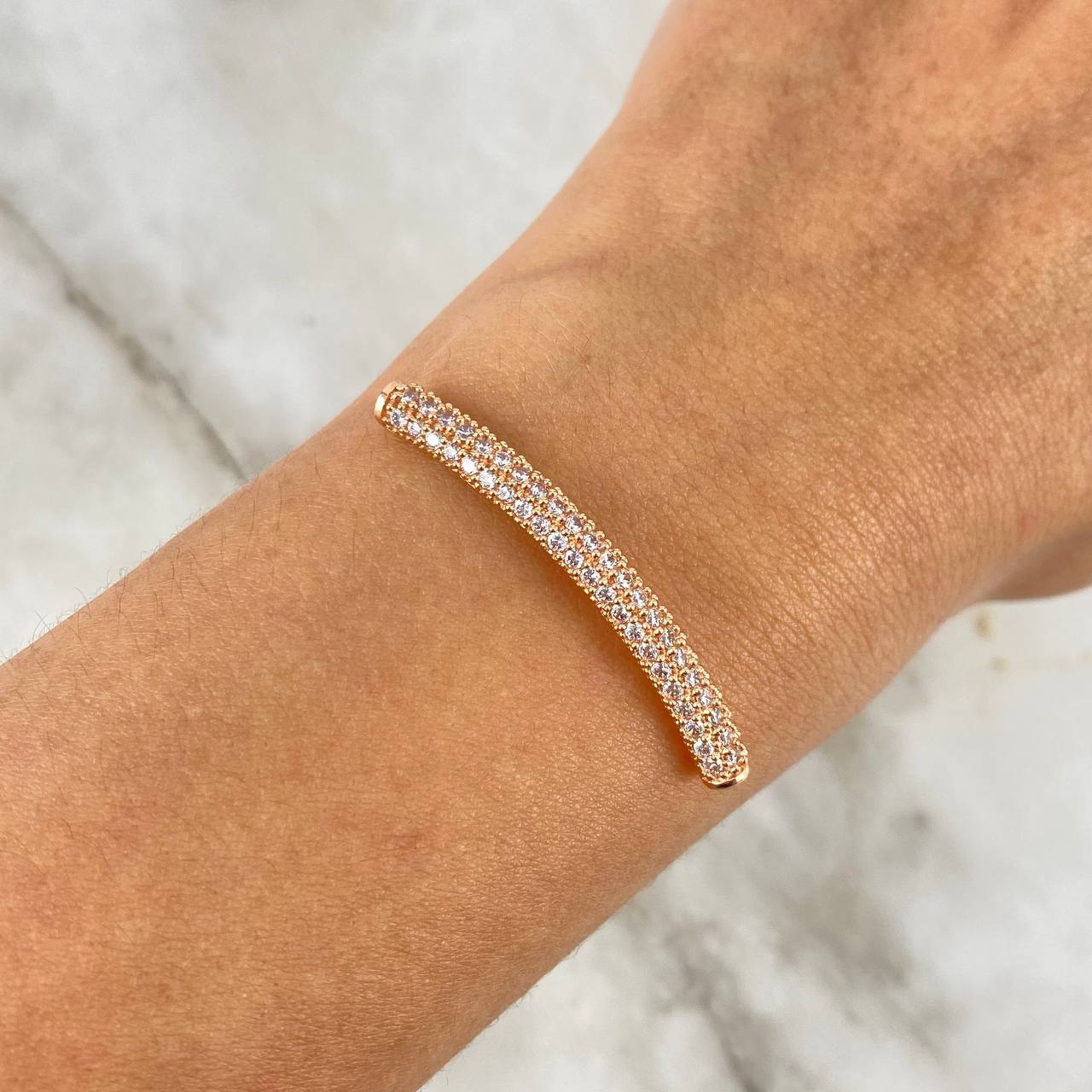 Charm 3gr / 4cm / 3.5mm White Zircons Rose Gold