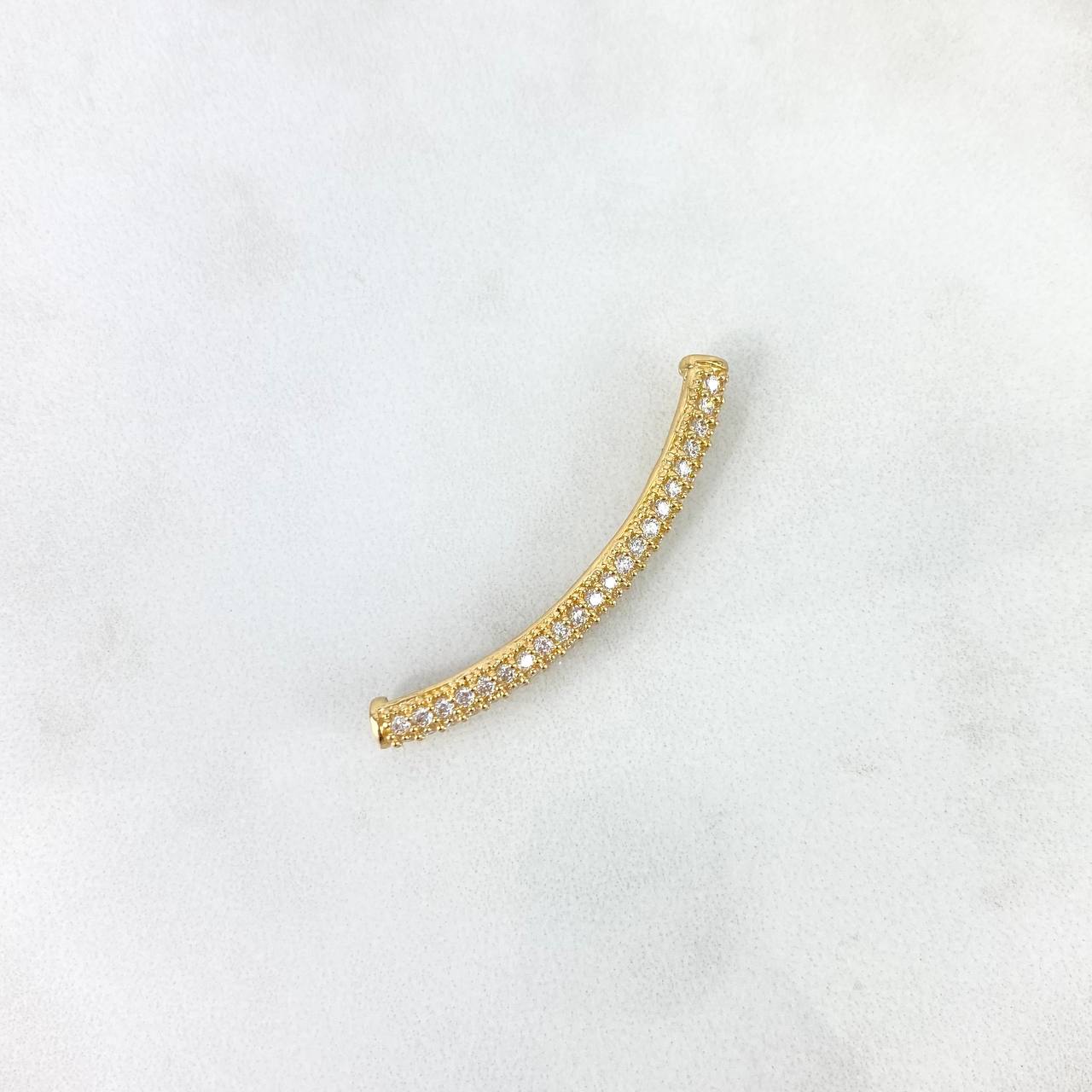Charm  Tubular  3gr / 3.5cm / White Zircons 18K Yellow Gold *