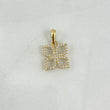 Pendant Square Flower 1.2gr / 1.8cm / White Zirconia Yellow Gold ©