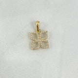 Pendant Square Flower 1.2gr / 1.8cm / White Zirconia Yellow Gold ©