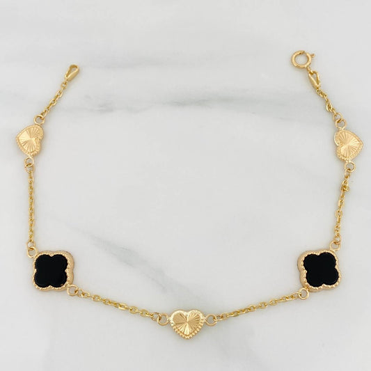 Pulso Aro Seguido Trebol 3g / 7 in / 1.62mm Oro Amarillo 18K