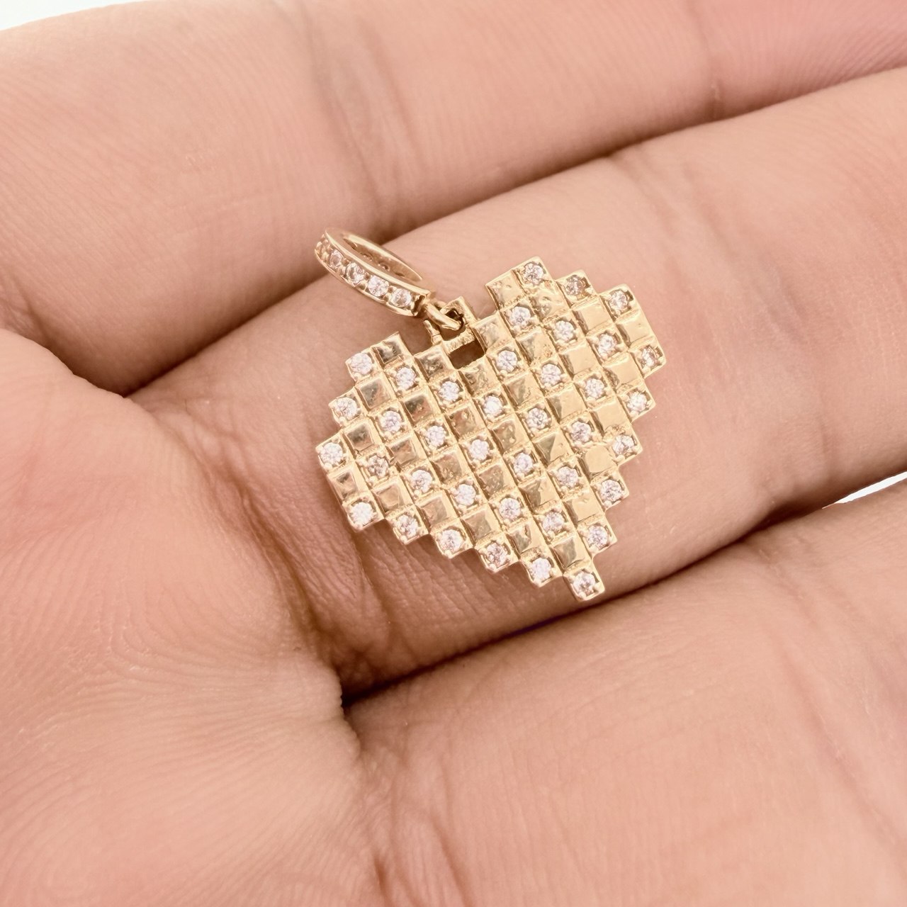 Heart Grid Pendant 2.35gr / 3/4 in / Yellow Gold 18K %