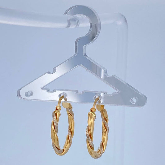 Sari Hoop Earrings 2.2gr / 3/4 in / 18K Gold Yellow White &