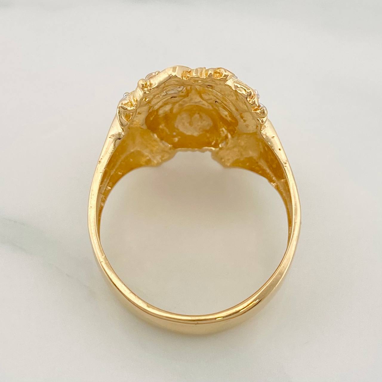 Christ Face Ring 8.65g / T10 1/2 Two-Tone Yellow White Gold 18K