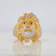 Christ Face Ring 8.65g / T10 1/2 Two-Tone Yellow White Gold 18K