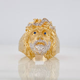 Christ Face Ring 8.65g / T10 1/2 Two-Tone Yellow White Gold 18K
