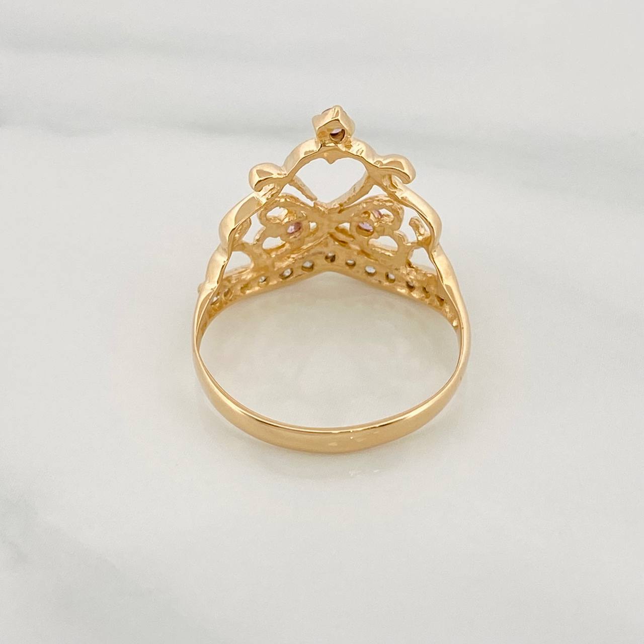 Anillo Corona Corazones 2.35g / T6 1/4 Oro Amarillo 18K