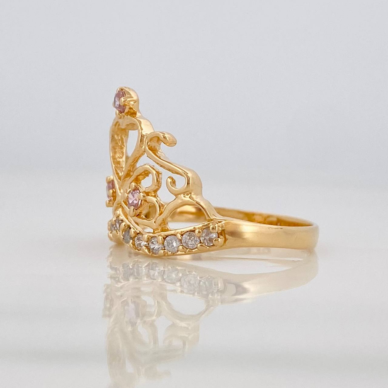 Anillo Corona Corazones 2.35g / T6 1/4 Oro Amarillo 18K