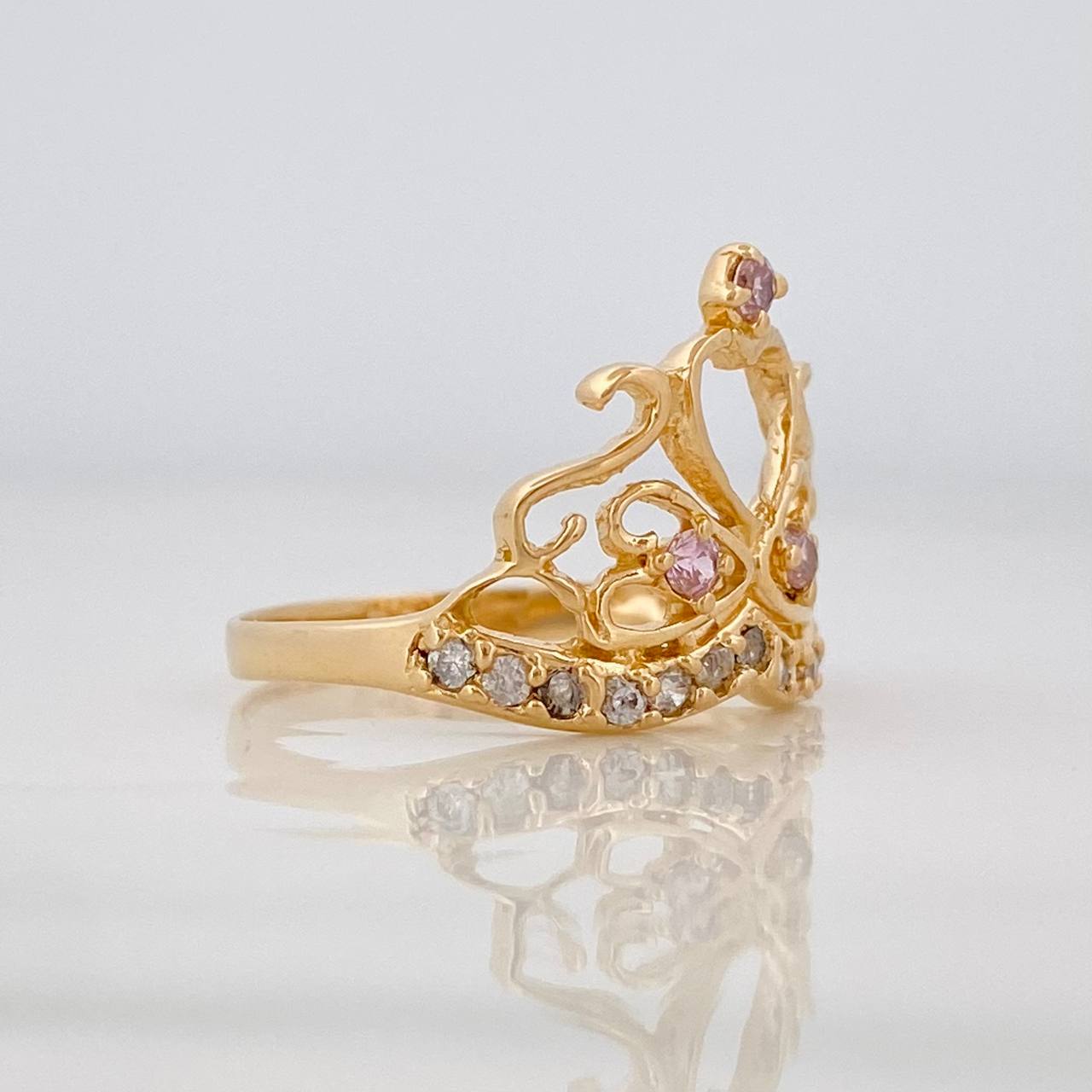 Anillo Corona Corazones 2.35g / T6 1/4 Oro Amarillo 18K