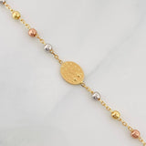 Cadena Denario Virgen Milagrosa Cruz 3.65g / 18 in / 2.5mm Tres Oros 18K