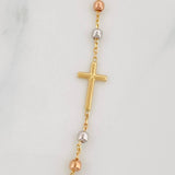 Cadena Denario Virgen Milagrosa Cruz 3.65g / 18 in / 2.5mm Tres Oros 18K