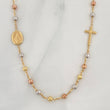Cadena Denario Virgen Milagrosa Cruz 3.65g / 18 in / 2.5mm Tres Oros 18K