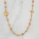 Cadena Denario Virgen Milagrosa Cruz 3.65g / 18 in / 2.5mm Tres Oros 18K