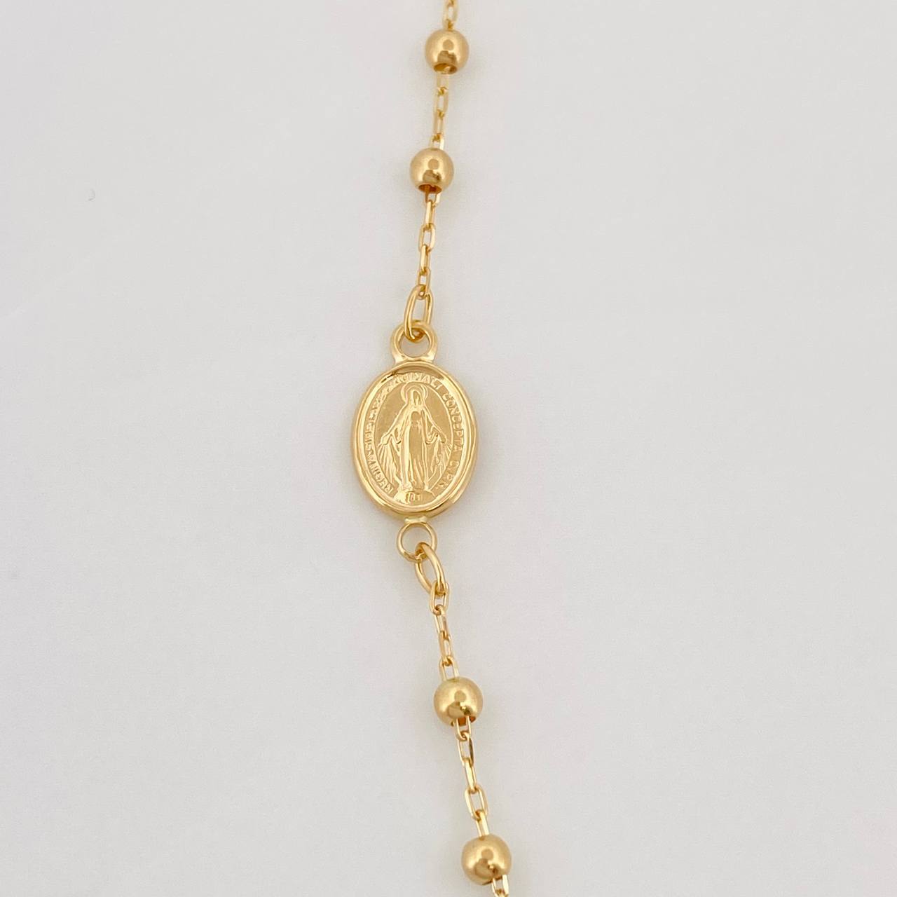 Miraculous Virgin Rosary Chain Cross 2.7g / 18 in / 2.5mm Yellow Gold 18K