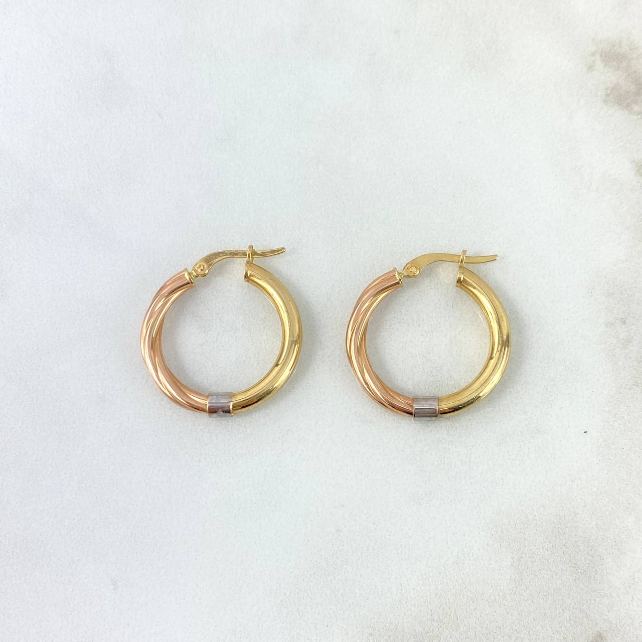 Hoop Earrings Fanny 2.85gr / 2.2cm / Polished Twisted Three Golds 18K ©