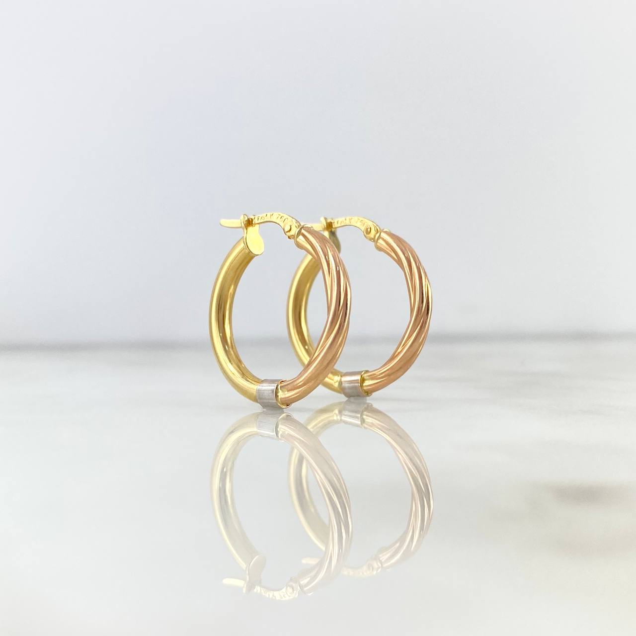 Hoop Earrings Fanny 2.85gr / 2.2cm / Polished Twisted Three Golds 18K ©