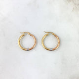 Candongas Fanny 2.85gr / 2.3cm / Lisas Entorchadas - Linea Punteada Tres Oros 18K