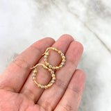 Hoop Earrings Hoop 2gr / 2.5cm / Beads Diamond Cut Tres Oros 18K ©