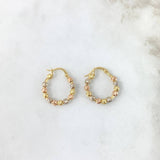 Hoop Earrings Hoop 2.05gr / 2cm / 3mm Beads Diamond Cut Three 18K Golds ©