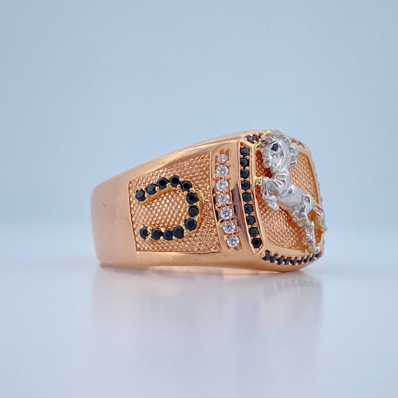 Anillo Herradura Caballo 6.8gr / T11 / Dos Oros Blanco Rosa 18K $