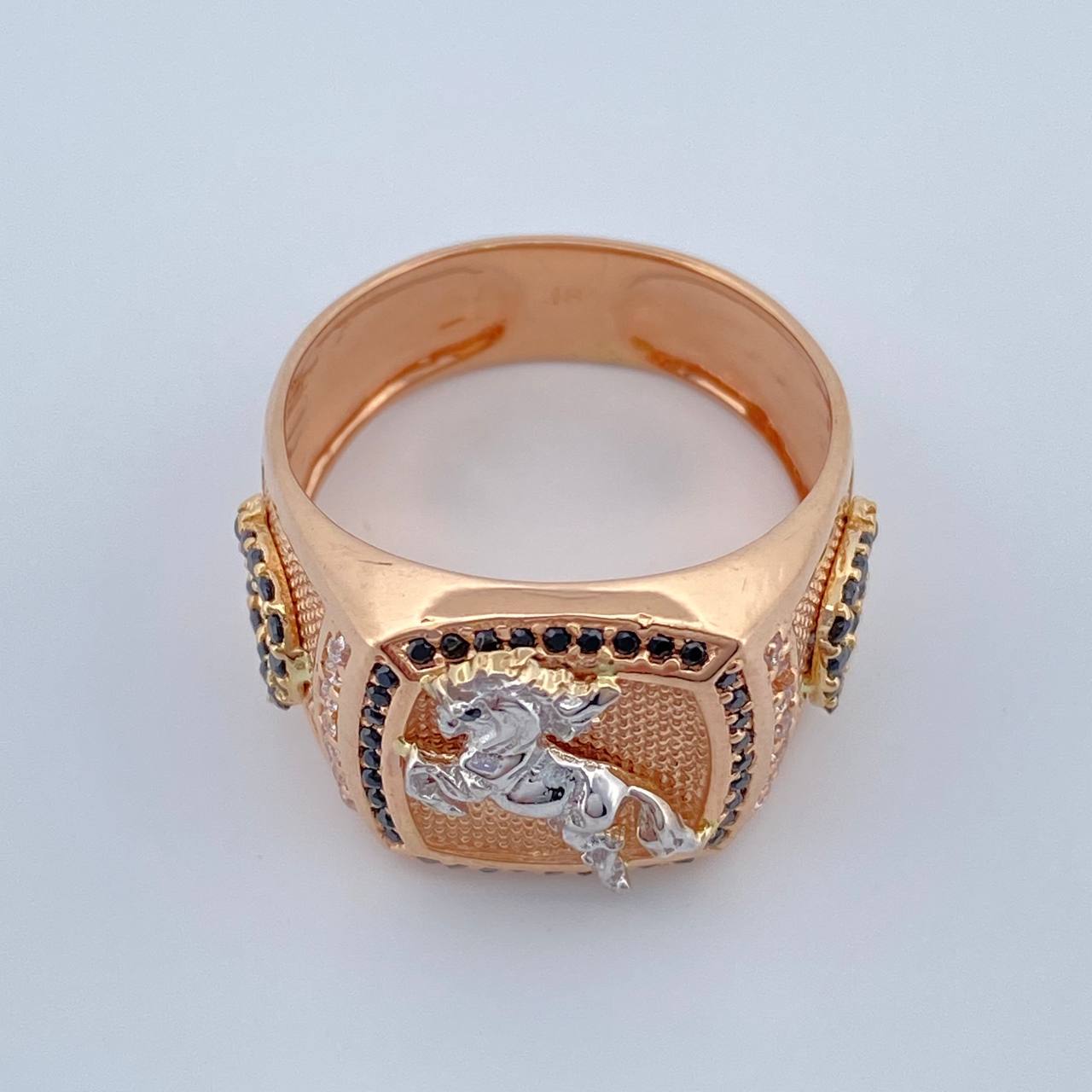 Anillo Herradura Caballo 6.8gr / T11 / Dos Oros Blanco Rosa 18K $