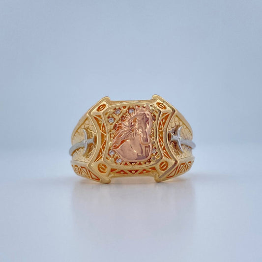 Anillo Caballo Espadas  9.55gr / T8 3/4 / Tres Oros 18K $