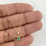 Set Venetian Chain + Emerald Butterfly Pendant 0.08pts / 1.35g / 15 3/4 in 18K Yellow Gold