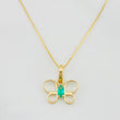 Set Venetian Chain + Emerald Butterfly Pendant 0.08pts / 1.35g / 15 3/4 in 18K Yellow Gold