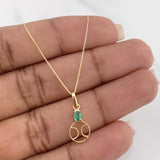 Set Venetian Chain + Tennis Ball Pendant Emerald 0.06pts / 1.45g / 15 3/4 in 18K Yellow Gold