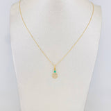 Set Venetian Chain + Tennis Ball Pendant Emerald 0.06pts / 1.45g / 15 3/4 in 18K Yellow Gold