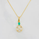Set Venetian Chain + Tennis Ball Pendant Emerald 0.06pts / 1.45g / 15 3/4 in 18K Yellow Gold