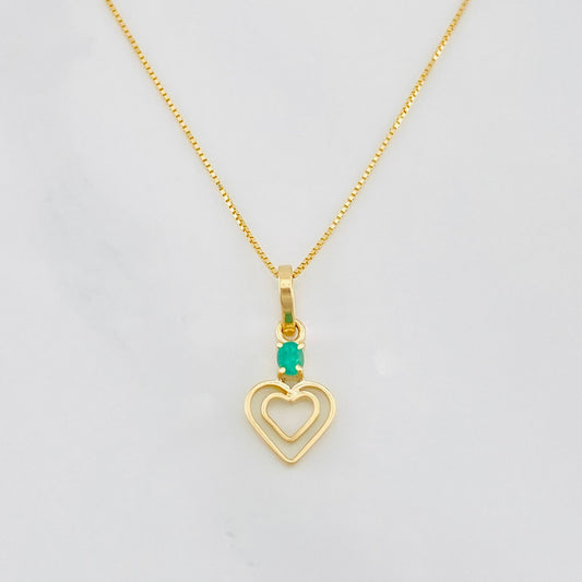 Set Cadena Veneciana + Dije Mariposa Esmeralda 0.06pts / 1.35g / 16 in Oro Amarillo 18K