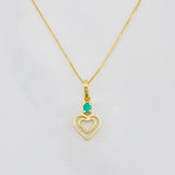 Set Cadena Veneciana + Dije Mariposa Esmeralda 0.06pts / 1.35g / 15 3/4 in Oro Amarillo 18K