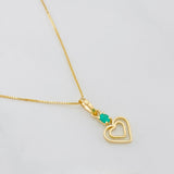 Set Cadena Veneciana + Dije Mariposa Esmeralda 0.06pts / 1.35g / 15 3/4 in Oro Amarillo 18K