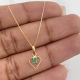 Venetian Chain Set + Diamond Emerald Pendant 0.06pts / 1.3g / 15 3/4 in 18K Yellow Gold
