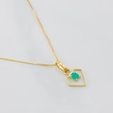 Venetian Chain Set + Diamond Emerald Pendant 0.06pts / 1.3g / 15 3/4 in 18K Yellow Gold