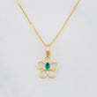 Venetian Chain Set + Emerald Flower Pendant 0.05pts / 1.6g / 15 3/4 in 18K Yellow Gold