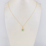 Venetian Chain Set + Emerald Flower Pendant 0.05pts / 1.6g / 15 3/4 in 18K Yellow Gold