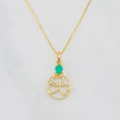 Set Venetian Chain + Pendant Circle Hearts Emerald 0.15pts / 1.7g / 15 3/4 in 18K Yellow Gold